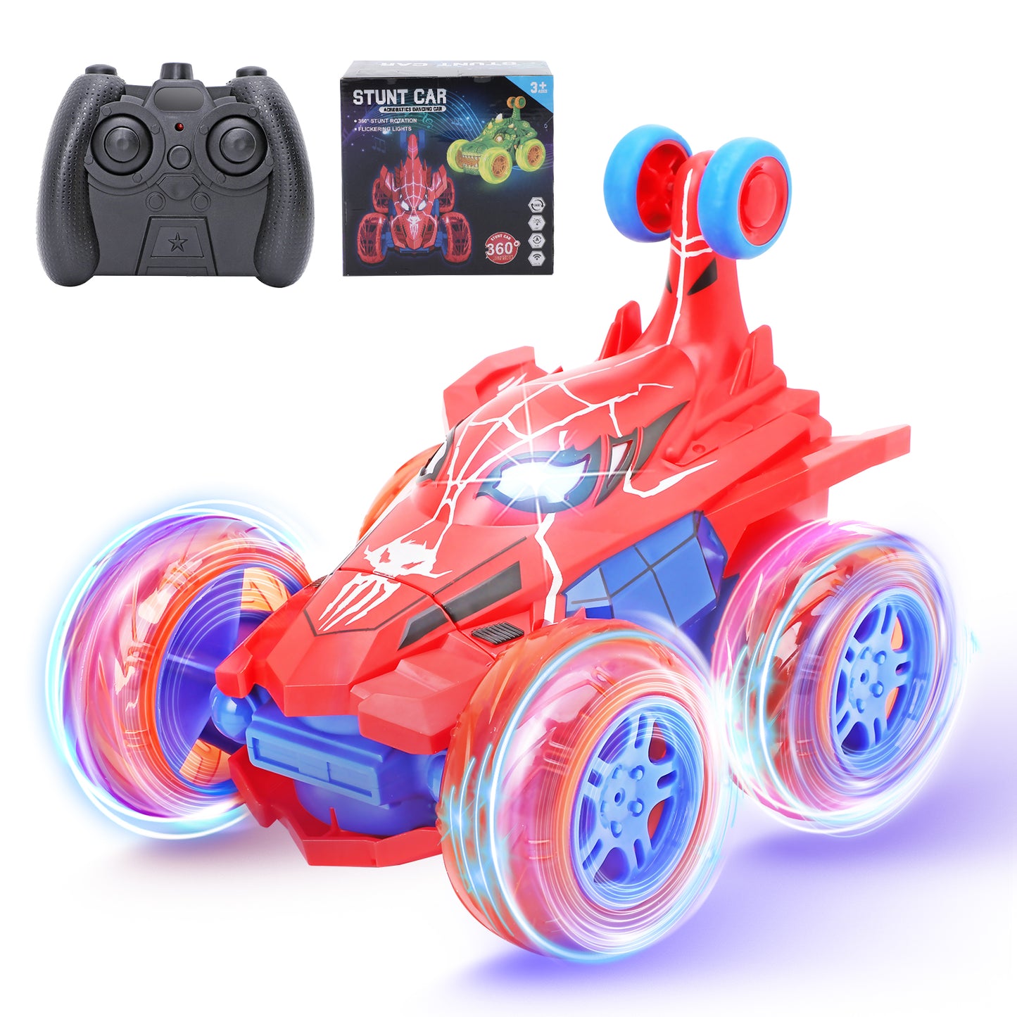 DOMQGA Stunt Rc Car,2.4GHz Remote Control Car for Kids Wheels Lights & 360° Flips,for Boys Girls Birthday Chritmas Gift