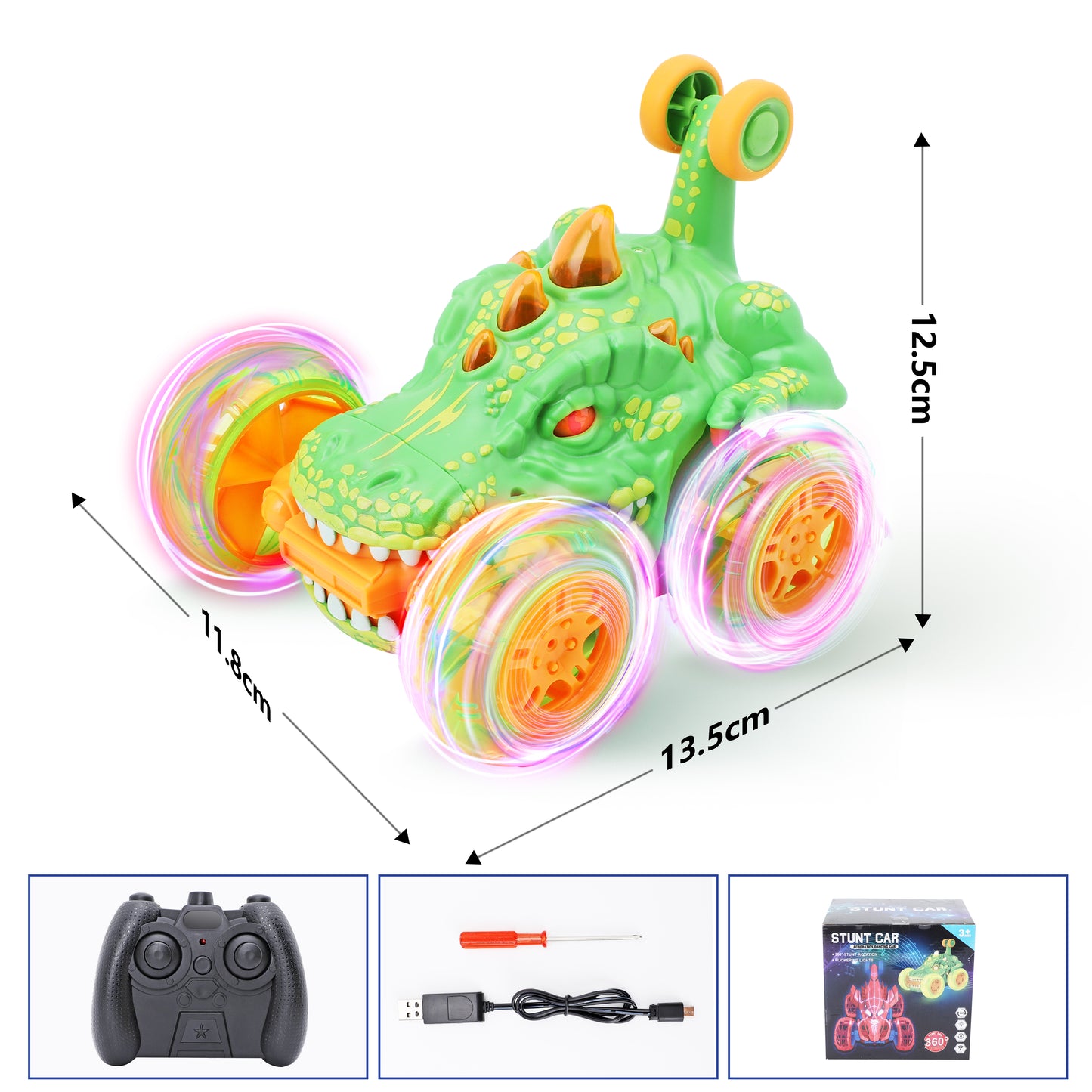 DOMQGA Stunt Rc Car,2.4GHz Remote Control Car for Kids Wheels Lights & 360° Flips,for Boys Girls Birthday Chritmas Gift