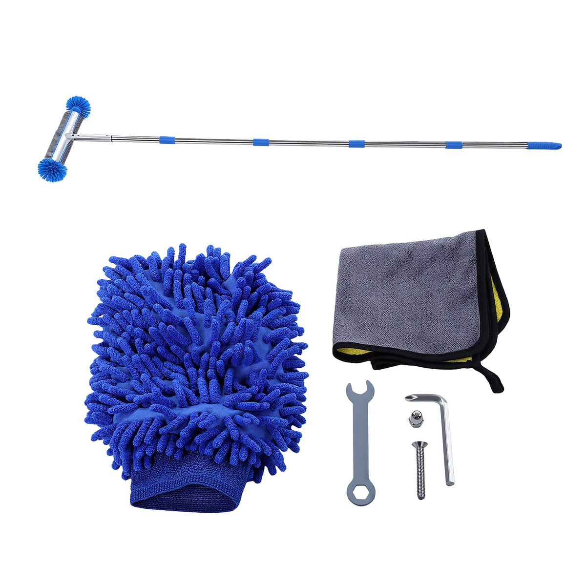 Pool Brush with Round Ends with EZ Clip for Cleaning Pool Walls, Steps, Inground/Above Ground Swimming Pool 6.3FT Pole 193CM