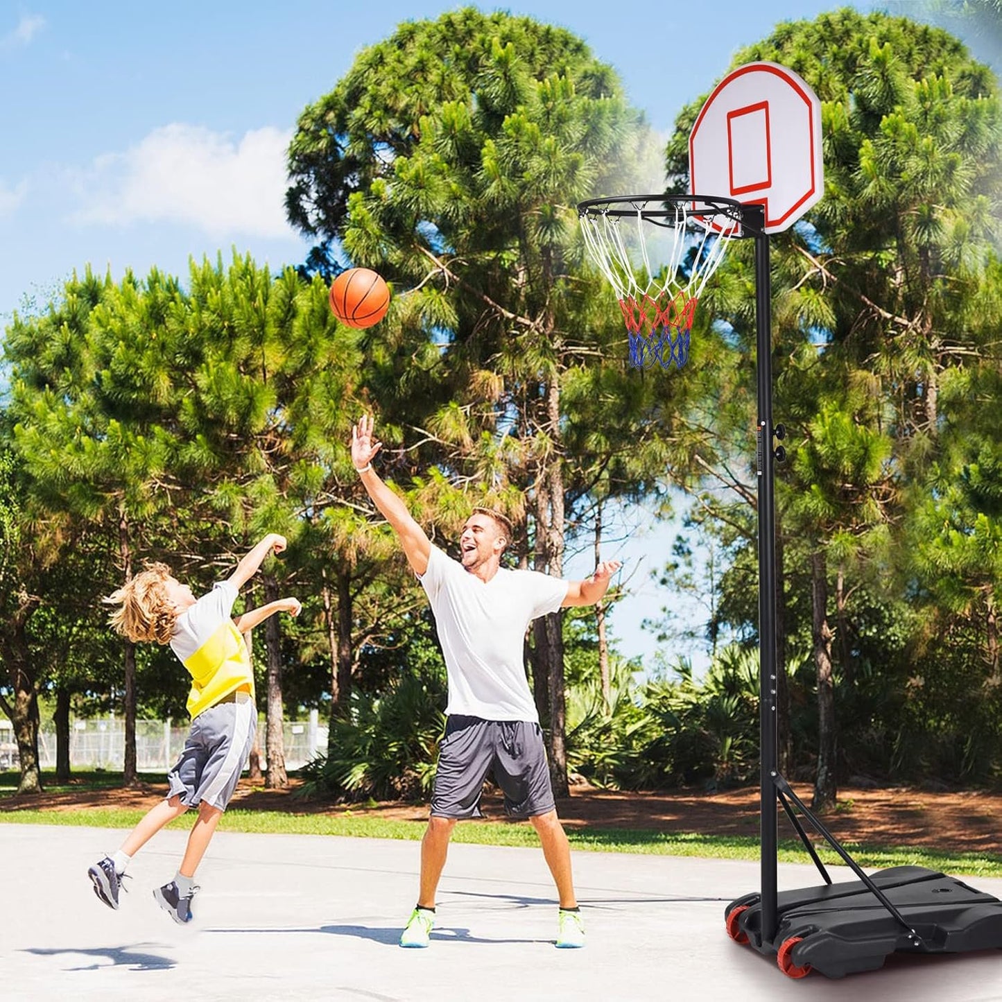 Portable Basketball Hoop Outdoor Portable Basketball Hoop Backboard Portable Basketball Goal System For Adults Youth Indoor Outdoor Basketball Court Adjustable Height
