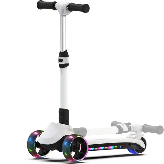 Powered Assisted Electric Scooter Electric 3 Wheel Scooter For Kids Adjustable Height Foldable Powered Assisted Electric Scooter With Light Up 3 Wheels For Toddler