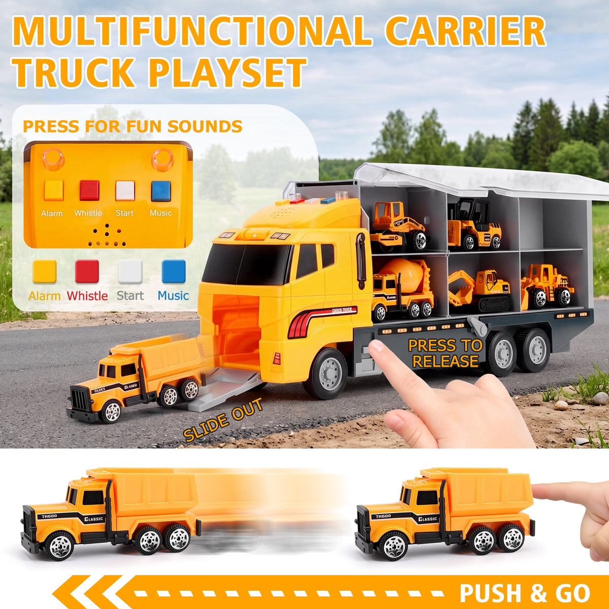 Construction Truck Toys for Toddler Boys Agees 2-8, Boy Construction Toy Truck Set with 6 Metal Construction Cars-Excavator, Road Roller, Dump Truck, Cement Truck, Forklift, Loader,Kids Gifts