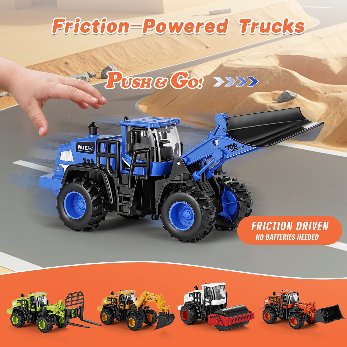 Construction Trucks Toys for Boys 3 4 5 6 Years Old, 5Pcs construction Play Car Toy,Kids Friction Powered Trucks Vehicles Sandbox Beach Excavator Toys for Boys, Birthday Gift for Toddlers
