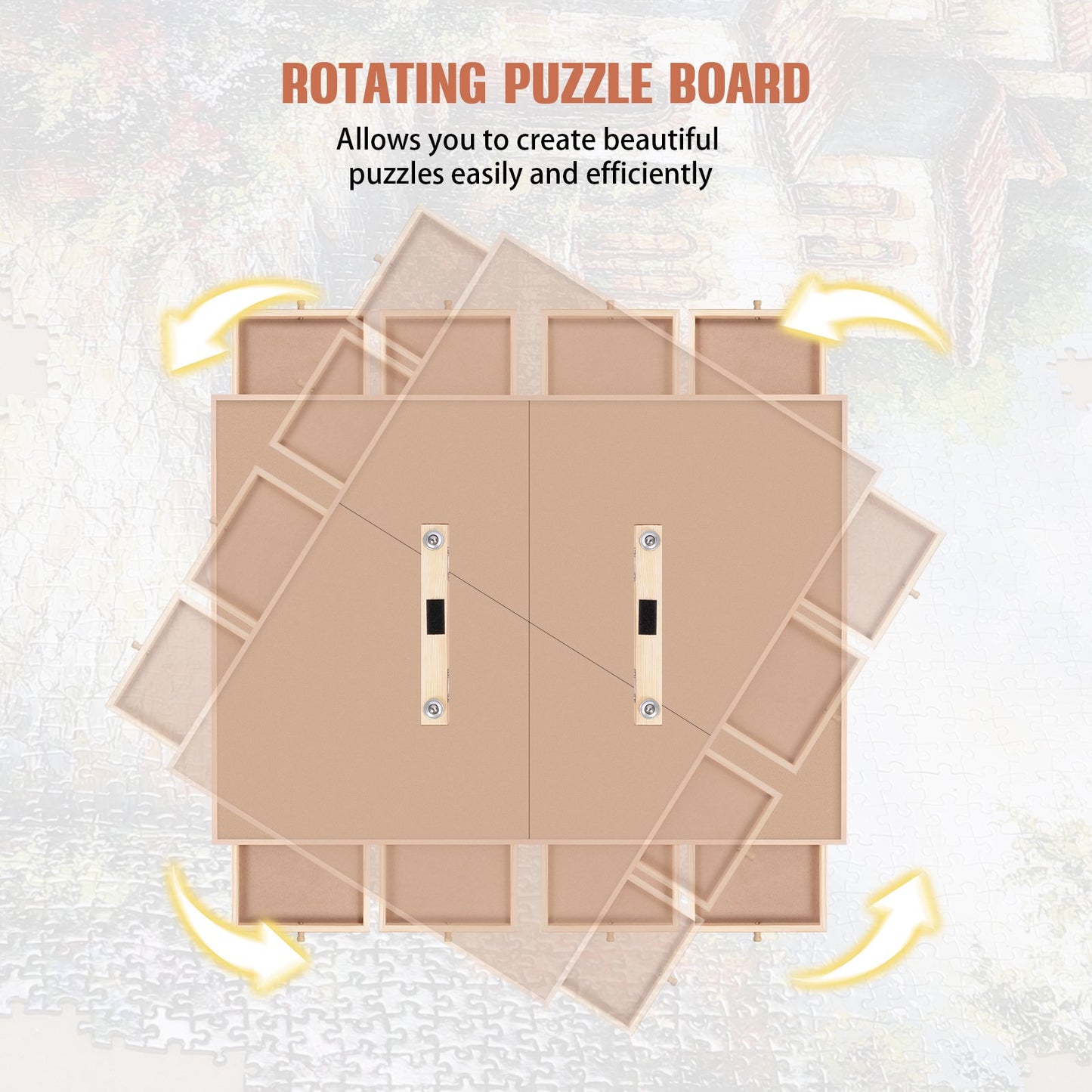 1500 Piece Puzzle Board With Drawers And Cover, 34" X 26" Wooden Rotating Jigsaw Puzzle Table, Fold Spinning Puzzle Boards For Adults And Kids