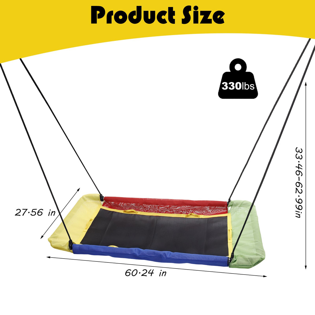 Rectangle Platform Tree Swing for Kids Adults, Outdoor Giant Swing, 900D Oxford Waterproof Flat Swings with Adjustable Straps
