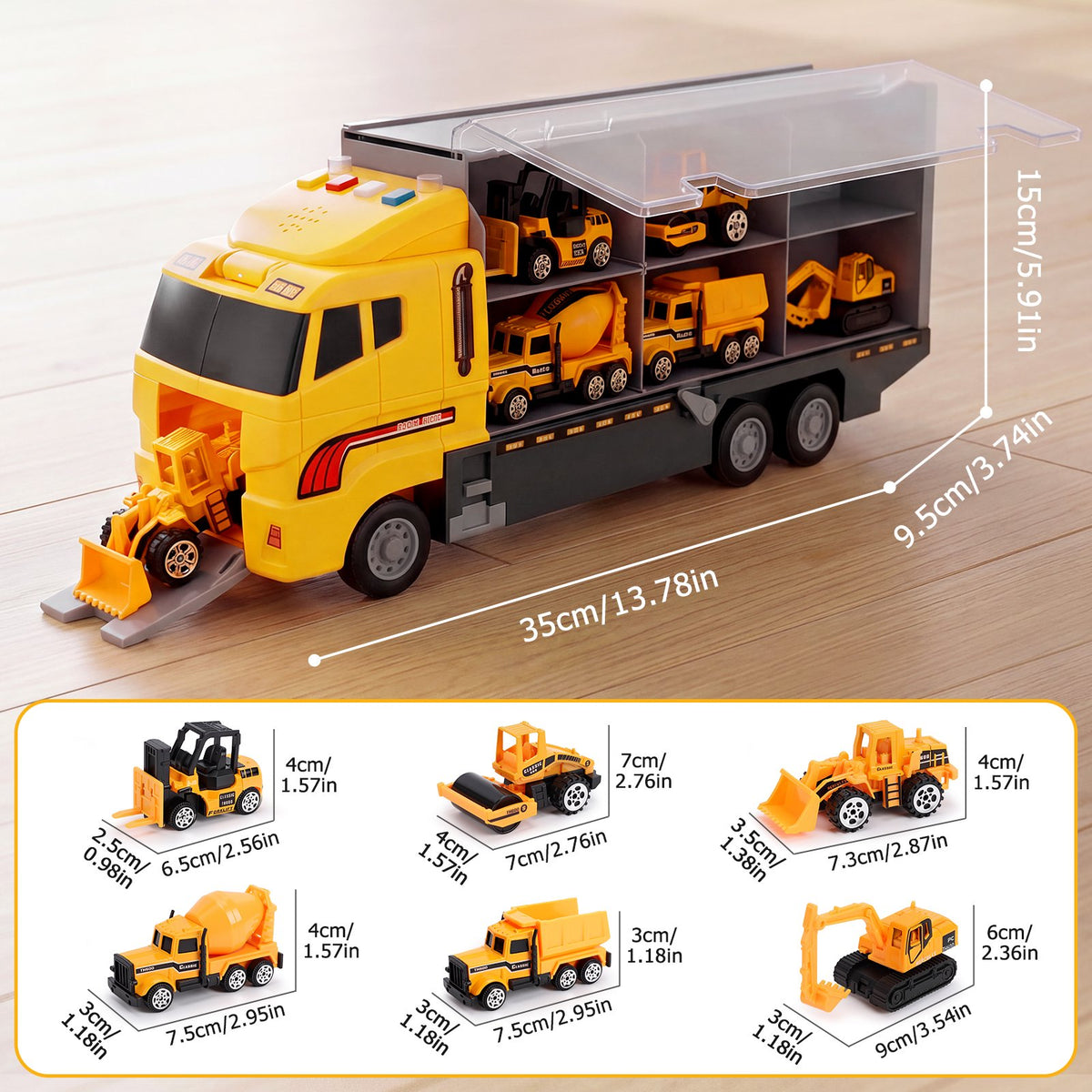 Construction Truck Toys for Toddler Boys Agees 2-8, Boy Construction Toy Truck Set with 6 Metal Construction Cars-Excavator, Road Roller, Dump Truck, Cement Truck, Forklift, Loader,Kids Gifts