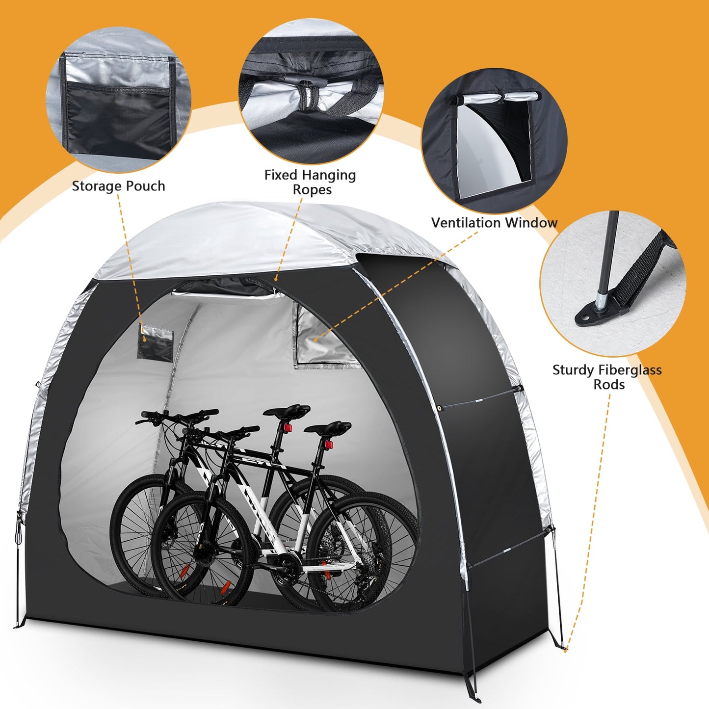 Waterproof Bike Storage Tent Outdoor Portable Shed Cover Garden Backyard Storage