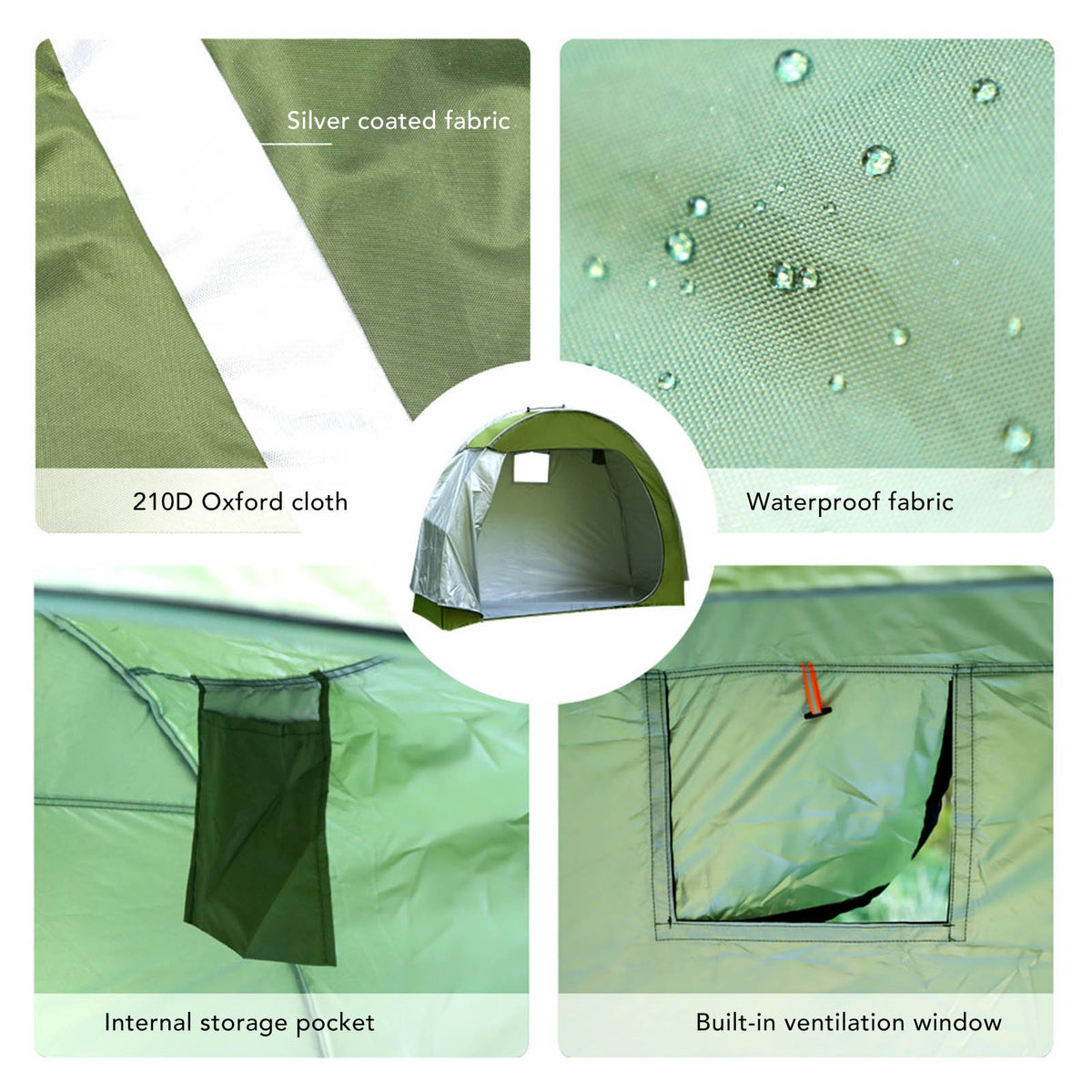 Bike Storage Tent for Outdoor, 4 to 5 Bikes, Portable Floor Storage Shed with Ventilated Window, Waterproof for Bicycle, Motorcycle & Garden Tools