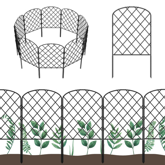 DOMQGA Garden Fence 10Pack,35.8in(H) x 21.8ft(L) Decorative Garden Fence Metal,Animal Barrier for Outdoor, Yard (9 Panels+1 Gate)