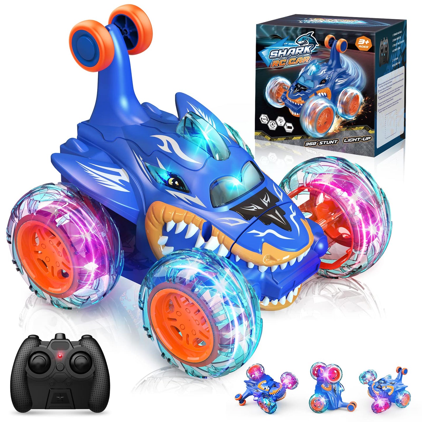 DOMQGA Stunt Rc Car,2.4GHz Remote Control Car for Kids Wheels Lights & 360° Flips,for Boys Girls Birthday Chritmas Gift