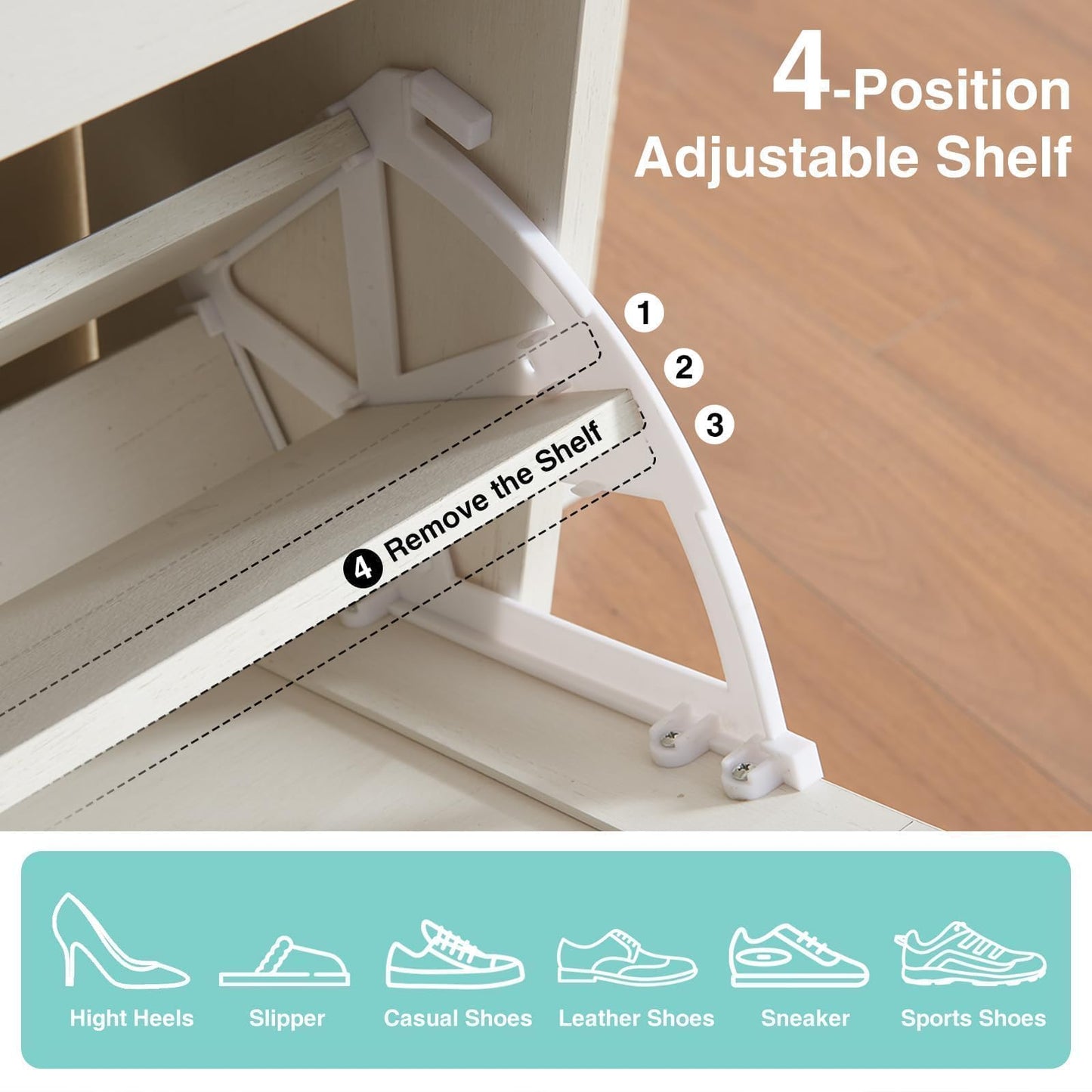 DOMQGA Shoe Cabinet Farmhouse Shoe Organizer with 2 Flip Drawers and Open Shelf,Shoe Storage Cabinet Organizer for Entryway,White